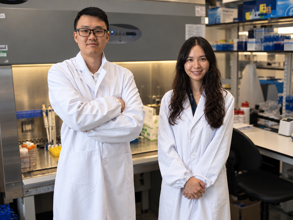 The Canos co-founders working together in the laboratory